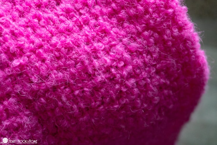 Sample of crocheted Bouclé yarn