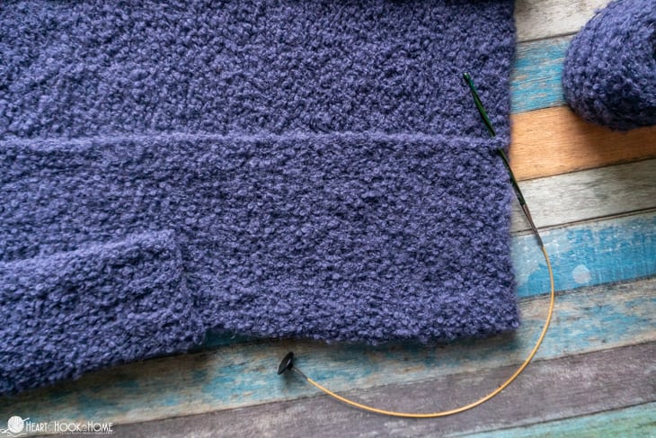 Sample of crocheted Bouclé yarn using a Tunisian hook