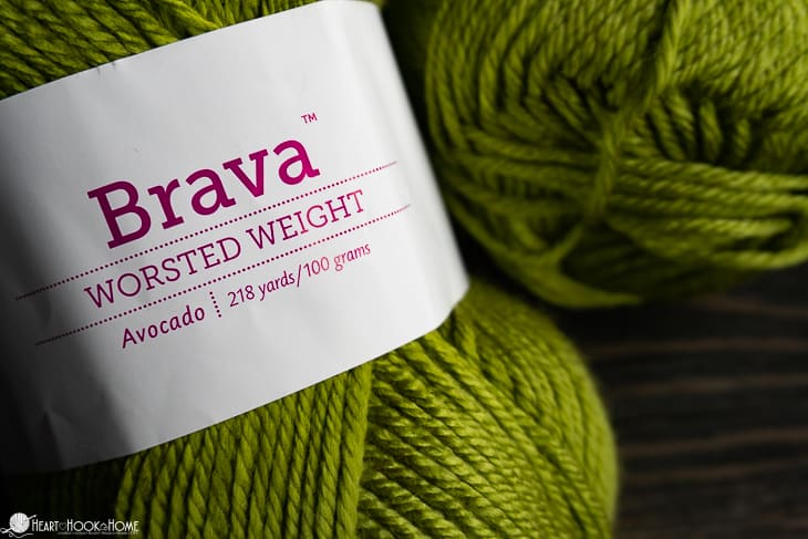 Brava worsted weight yarn in Avocado colorway