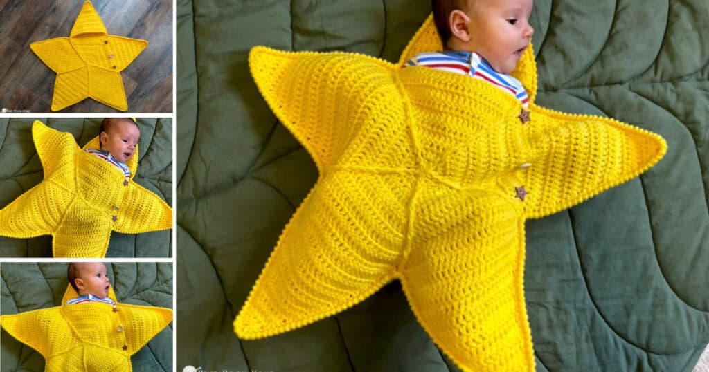 crochet yellow 5 point star sleeper