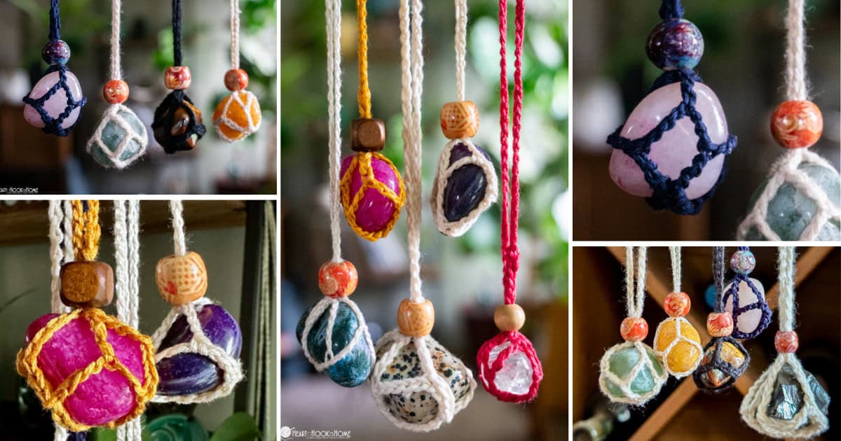 gemstones in adjustable crochet holder with bead