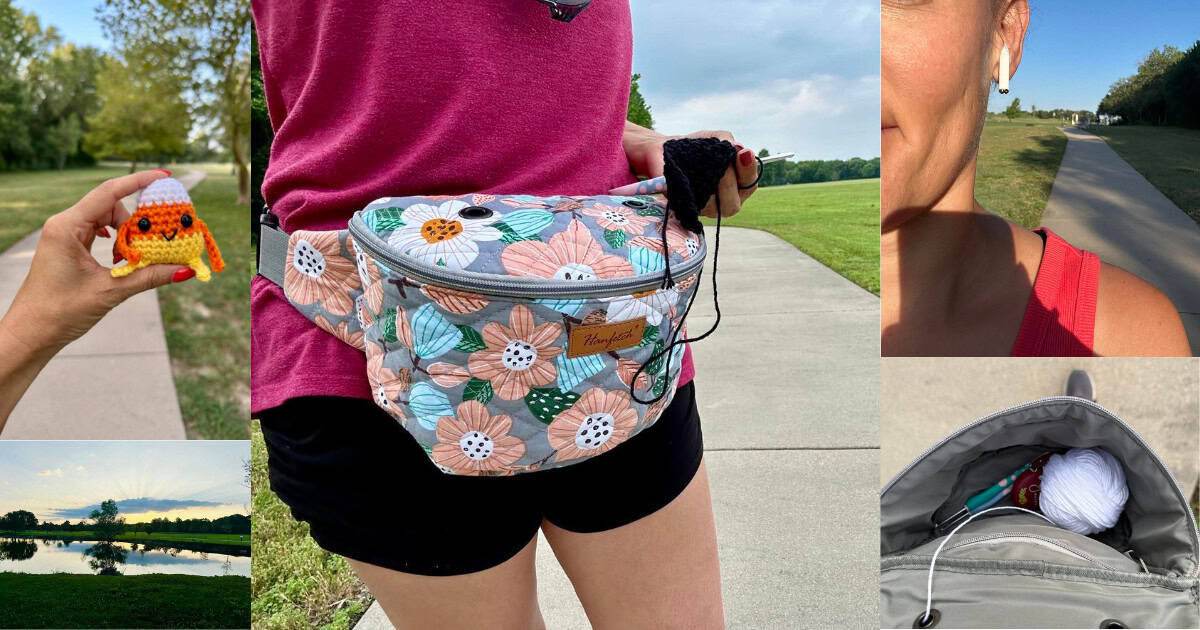 walking crocheting fanny pack yarn