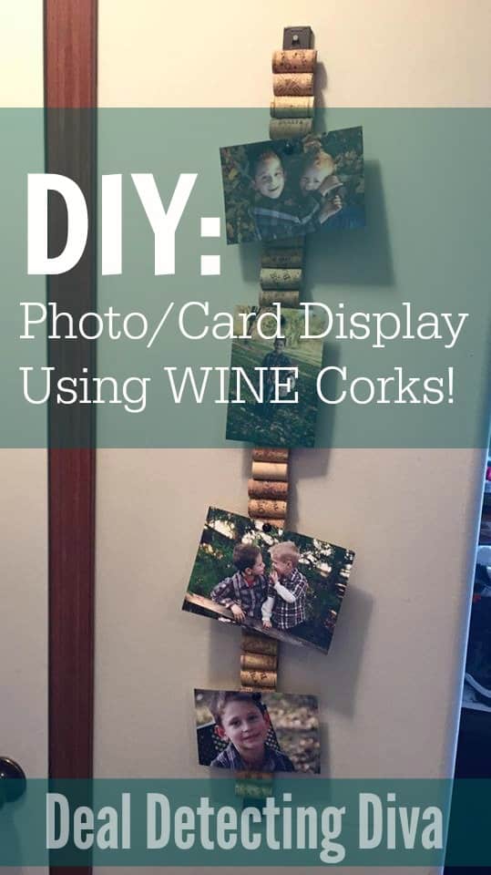Example of the DIY Photo/Card Display Stick using Wine Corks.