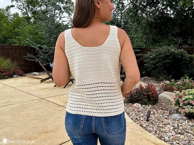 cream crocheted tank top