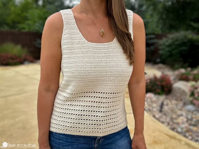 easy cream color crochet tank top