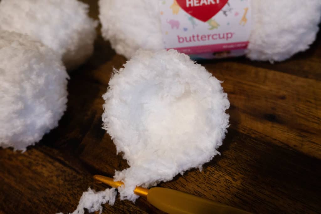 Crocheting a snowball