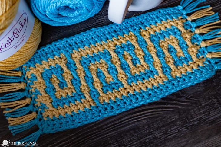 Greek Key Crochet mug rug