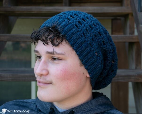 grid slouch hat crochet pattern