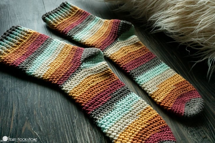 Herringbone Socks: Free Crochet Pattern in FIVE Sizes