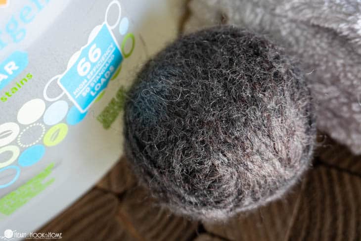 Dark gray example of Wool Dryer Balls.