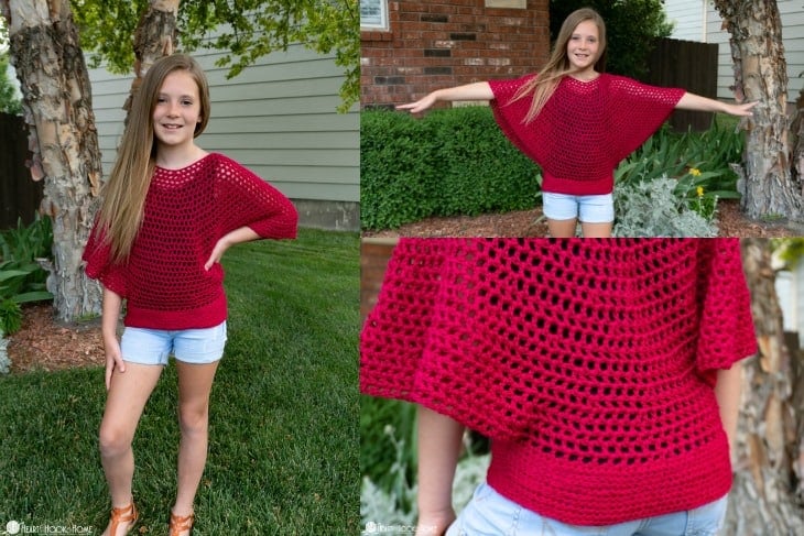 kids flow poncho free crochet pattern