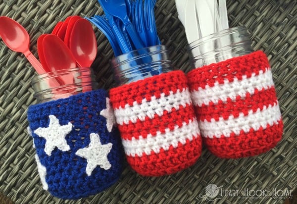 Mason Jar Cover Crochet Pattern for Patriotic Holidays