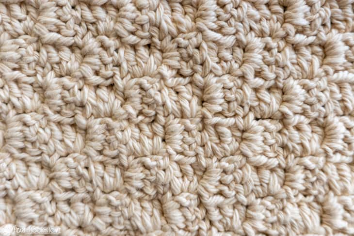 Sample of a neutral tone of the Newborn Hooded Towel Crochet Pattern.