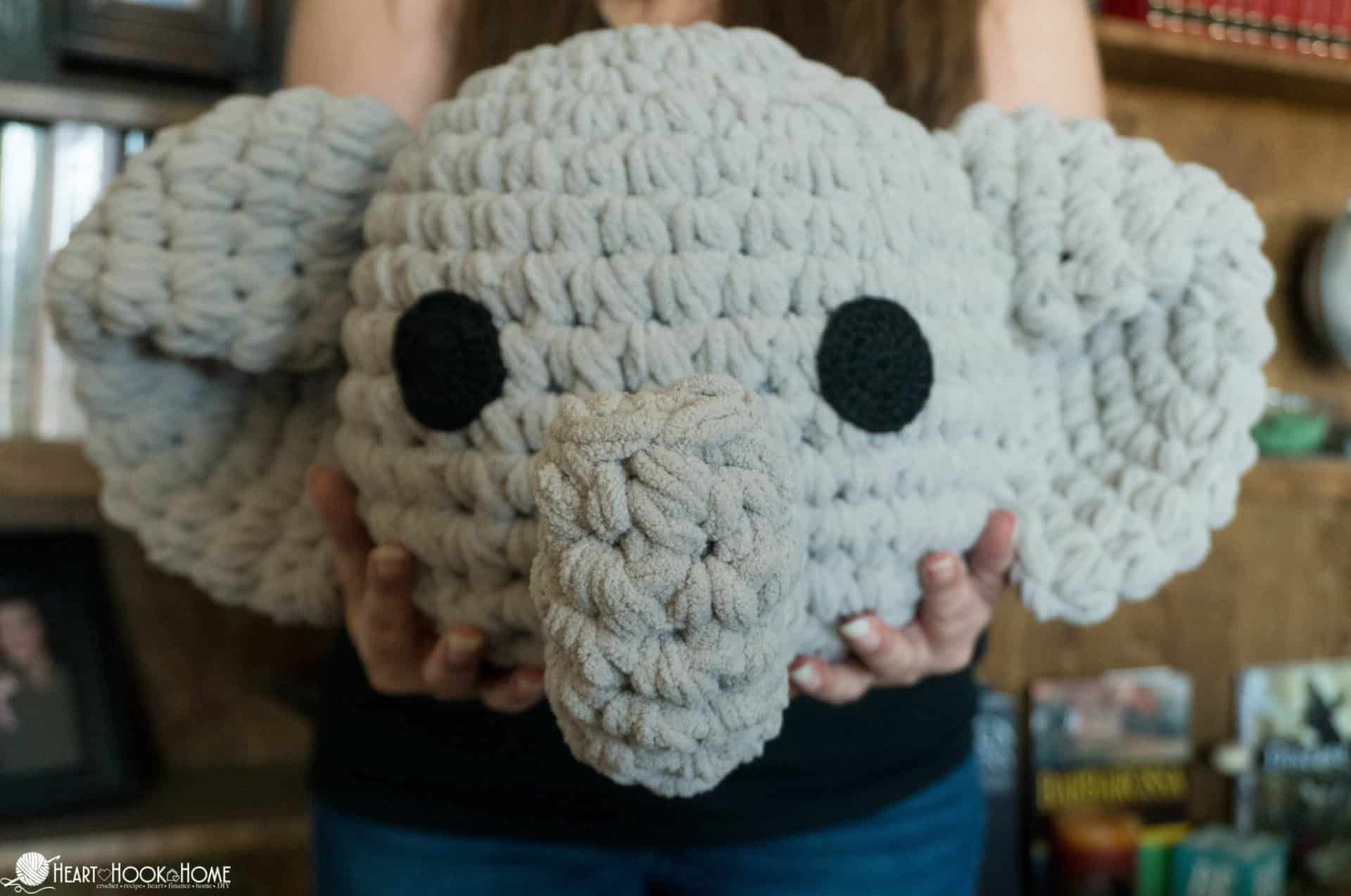 Nursery elephant pillow crochet pattern