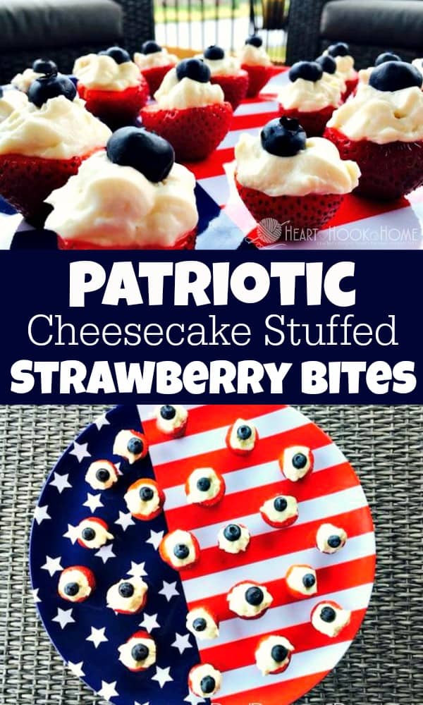 How to make Patriotic Cheesecake Stuffed Strawberry Bites dessert