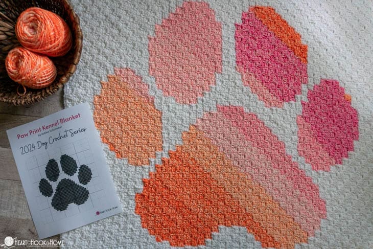 paw print kennel blanket crochet pattern