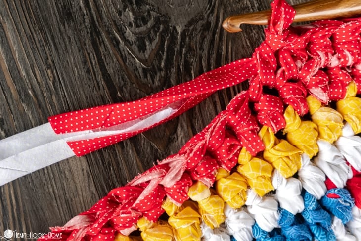 adding new fabric for rag rug