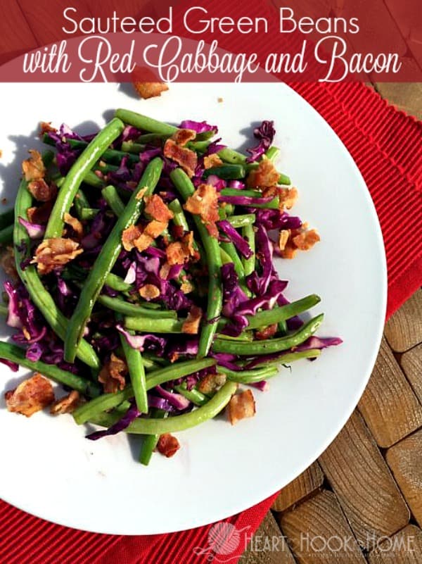 Sauteed Green Beans with Red Cabbage and Bacon