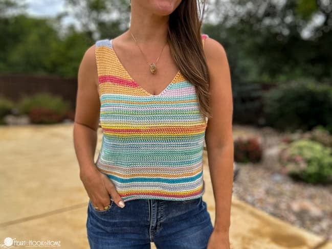 simple tunisian tank top in multiple colors