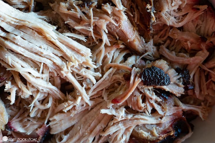Pulled apart smoked meat