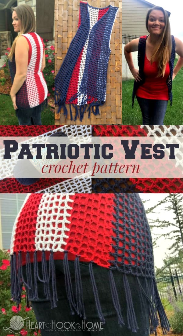 This Patriotic Crochet Vest Pattern for Teens or Adults is PERFECT!