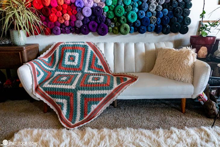 Tile Style Corner to Corner throw crochet pattern