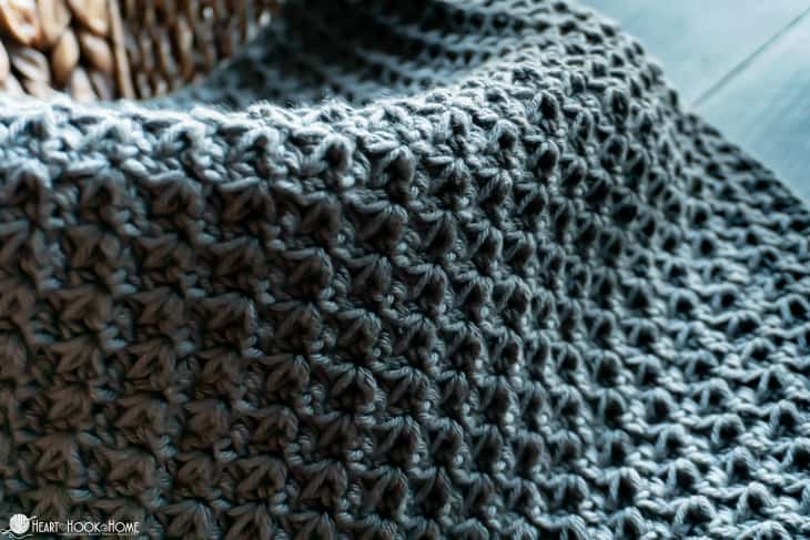 Gray example of the Trinity Cloth crochet pattern.
