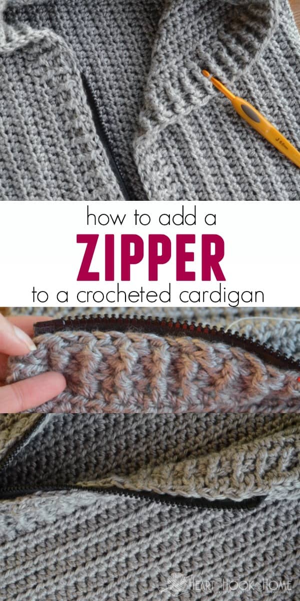 Tutorial for adding a zipper to a crochet cardigan