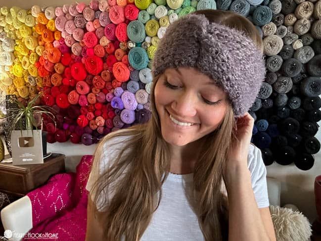 Tunisian Knit Double Ear Warmer