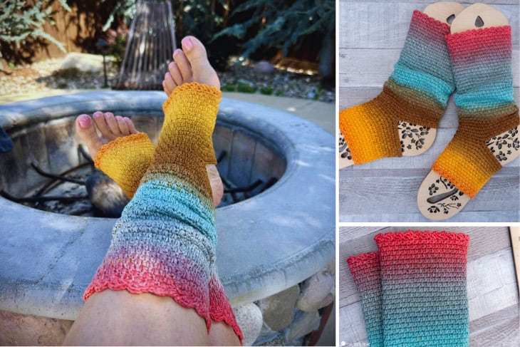 Double Moss Yoga Socks Free Crochet Pattern