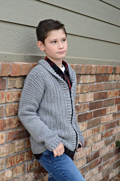 Youth boys cardigan crochet pattern