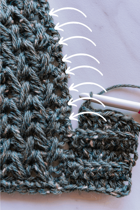 slip stitch placement on Cordillera cape pattern
