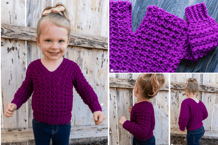 Child Size V-Neck Sweater crochet pattern