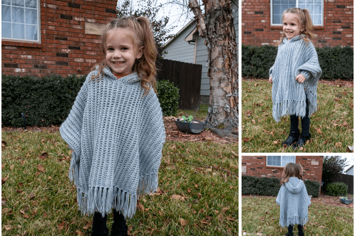 Lori Poncho kids free crochet pattern