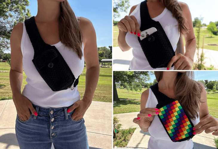 3 samples of the Cross-Body Bag crochet pattern