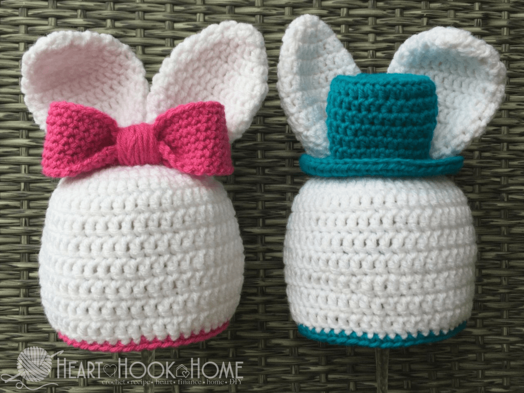 Crocheted "boy" and "girl" Bunny Hats