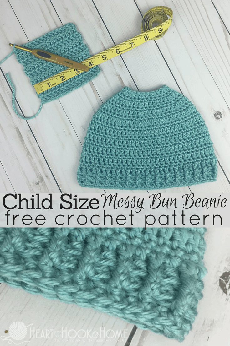 Child Size Messy Bun Beanie Pattern
