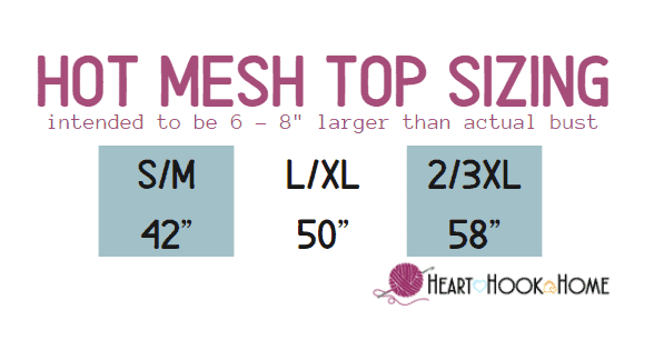 hot mesh summer top sizing chart