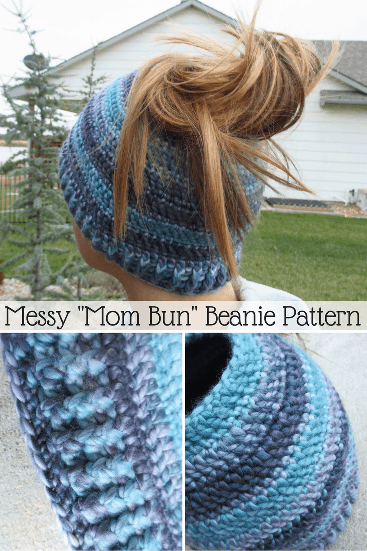 Messy Mom Bun Beanie Crochet Pattern