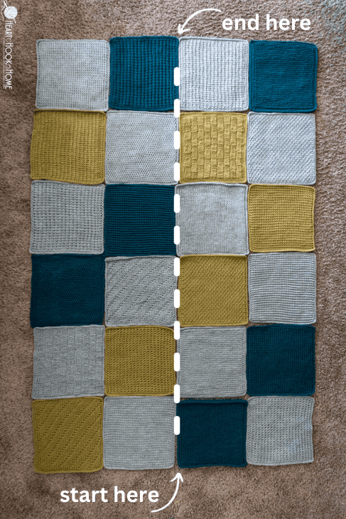 Diagram of where to seam