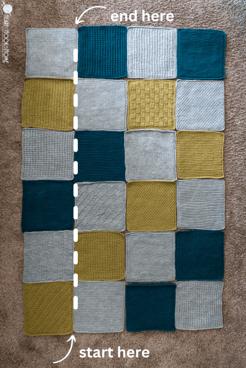 Diagram of where to seam