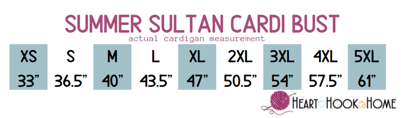 summer cardi sizing chart