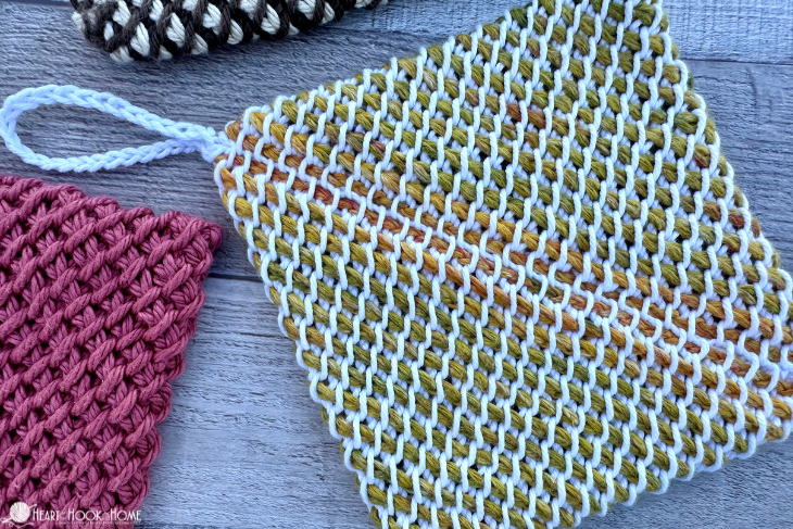 tunisian crochet double thick hot pad